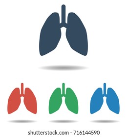 Human Lungs icon set - simple flat design isolated on white background, vector