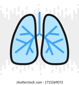 Human lungs icon. Simple color version on light gray background