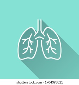 Human lungs icon. Simple illustration with long shadow isolated for graphic and web design.