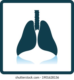 Human Lungs Icon. Square Shadow Reflection Design. Vector Illustration.