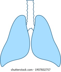 Human Lungs Icon. Thin Line With Blue Fill Design. Vector Illustration.