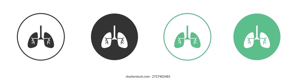 Conjunto de iconos de pulmones humanos. Ilustraciones vectoriales de glifos