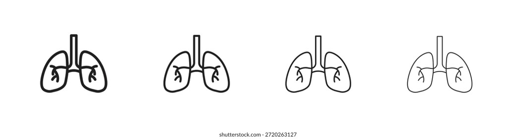 Iconos de pulmones humanos Contorno de signo de símbolo de Vector