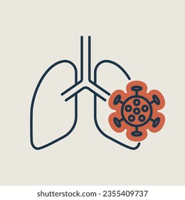 Human lungs infected by virus and bacteria vector icon. Medical sign. Coronavirus. Graph symbol for medical web site and apps design, logo, app, UI