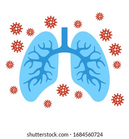 Human Lungs Infection Coronavirus on White Background. Vector