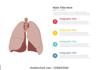 human lungs infographics template with 4 points of free space text description - vector