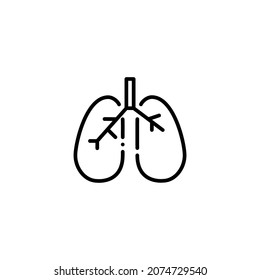Human lungs. Internal breathing organ. Pixel perfect, editable stroke icon