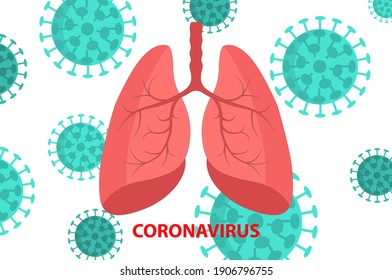 Human lungs. Internal organs of the human design element. Anatomy, medicine concept. Healthcare. Coronavirus. Vector illustration.