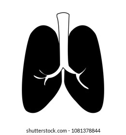 Human lungs isolated on black and white colors