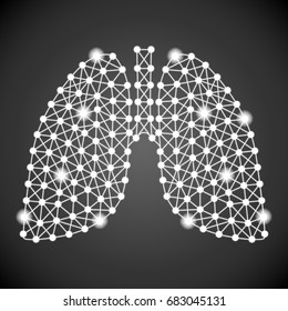 Human Lungs Isolated On A Black Background. Vector Illustration.Pulmonology. Creative Medical Concept