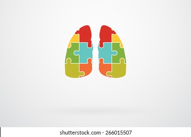 Human Lungs Jigsaw Puzzle Pieces Abstract Vector