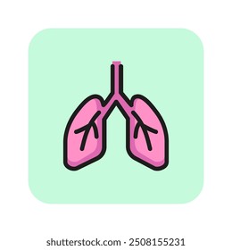 Human lungs line icon. Breath, bronchi, trachea. Medicine concept. Can be used for topics like health care, breath, respiratory, anatomy, disease