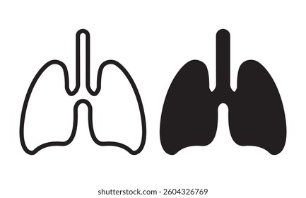 Human Lungs Line Style Icon Vector Illustration.