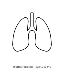 Human lungs in linear style.Lungs vector icon.