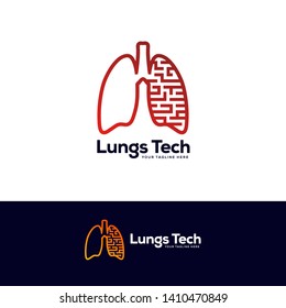 human lungs logo designs template, lungs technology logo design vector, respiratory system logo designs