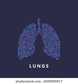 Human lungs Logo silhouette design vector template. simple icon Lungs, Respiratory System creative pixel art concept. abstract Lung care Logotype icon Vector illustration. EPS 10