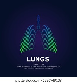 Human Lungs medical structure. creative simple line art Vector logo Lungs color silhouette on a dark background. EPS 10