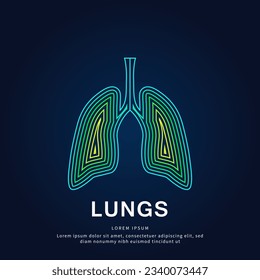 Human Lungs medical structure. creative line art Vector logo Lungs color silhouette on a dark background. EPS 10