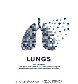 Human lungs medical structure. Pixel art Vector logo lungs color silhouette on a white background. EPS 10