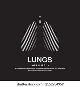 Human Lungs medical structure. simple line art Lungs logo design vector illustration on dark background. Lungs Care logo vector template suitable for organization, company, or community. EPS 10