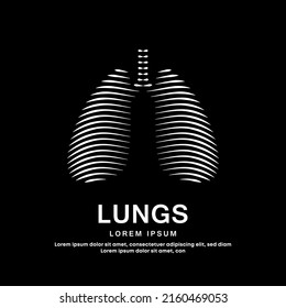 Human Lungs medical structure. simple line art Vector logo Lungs color silhouette on a  dark background. EPS 10