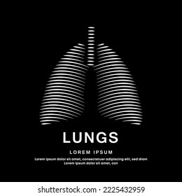 Human lungs medical structure. simple Vector logo lungs color silhouette on a dark background. EPS 10