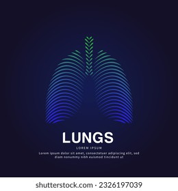 Human Lungs medical structure. simple line art Vector logo Lungs color silhouette on a dark background. EPS 10