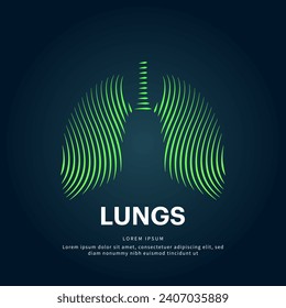 Human lungs medical structure. simple line art lungs Vector logotype illustration on dark background. lungs logo vector template suitable for organization, company, or community. EPS 10