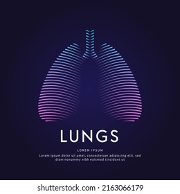 Human lungs medical structure. Vector logo lungs color silhouette on a dark background. EPS 10