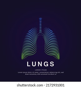 Human lungs medical structure. Vector logo lungs color silhouette on a dark background. Lungs care logo vector template suitable for organization, company, or community. EPS 10