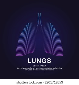 Human lungs medical structure. Vector logo lungs color silhouette on a dark background. EPS 10