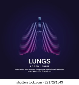 Human lungs medical structure. Vector logo lungs color silhouette on a dark background. simple line art Lungs care logo vector template suitable for organization, company, or community. EPS 10