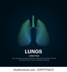 Estructura médica de pulmones humanos. El logotipo del vector pulveriza la silueta de color sobre un fondo oscuro. plantilla vectorial del logotipo de cuidado de pulmones creativos adecuada para organización, empresa o comunidad. EPS 10