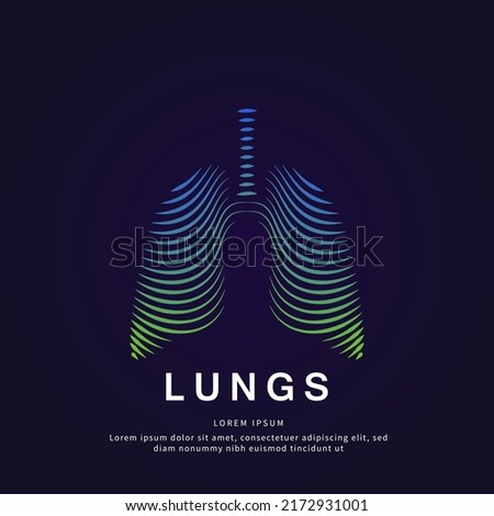 Human lungs medical structure. Vector logo lungs color silhouette on a dark background. Lungs care logo vector template suitable for organization, company, or community. EPS 10