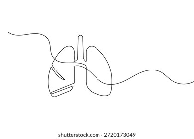 Pulmones humanos una línea de dibujo de arte con esquema minimalista para el concepto médico y de salud