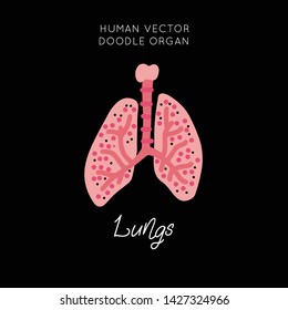 Human Lungs organ cartoon vector isolated design. Iillustration in funny doodle style. Clipart drawing for medicine poster, print, banner, brochure.