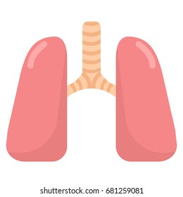 Human lungs organ icon, vector illustration flat style design isolated on white. Colorful graphics