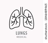 Human lungs outline icon on white background. Editable stroke. Vector illustration.