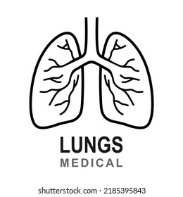 Human Lungs Outline Icon On White Background. Editable Stroke. Vector Illustration.