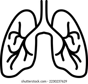 Icono de contorno de pulmones humanos sobre fondo blanco. Actrazo editable sobre fondo blanco..eps