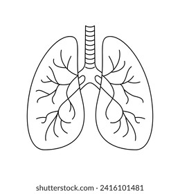 Icono de contorno de pulmones humanos sobre fondo blanco