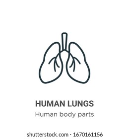 Human lungs outline vector icon. Thin line black human lungs icon, flat vector simple element illustration from editable human body parts concept isolated stroke on white background