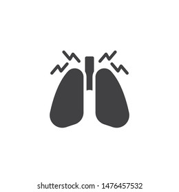 Human lungs pain vector icon. filled flat sign for mobile concept and web design. lung inflammation glyph icon. Pneumonia symbol, logo illustration. Vector graphics