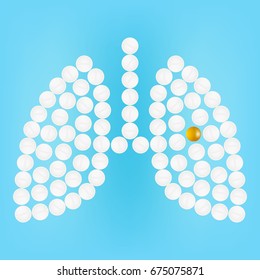 Human Lungs With Pills Isolated On A Background Realistic Vector Illustration.