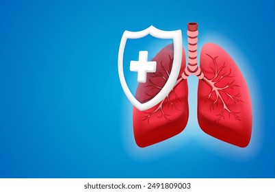 Human lungs, respiratory protection, lung protection from viruses. Vector illustration