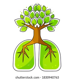 Human lungs. Respiratory system. Healthy lungs. Light in the form of a tree. Line art. Drawing by hand. Medicine. Vector Illustration Suitable For Greeting Card, Poster Or T-shirt Printing.