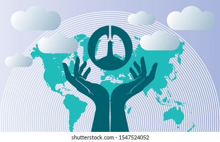 Human Lungs and respiratory system inspection. Pulmonology of human vector illustration for website, app, banner. Fibrosis, tuberculosis, pneumonia, cancer, black skin doctor doing medical research