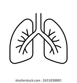 Pulmões humanos sistema respiratório anatomia do órgão parte do corpo ícone da linha do vetor ilustração para o símbolo de educação da ciência da biologia médica.