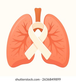human lungs with ribbon for international lung day