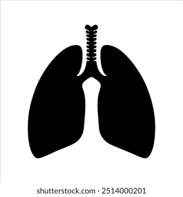Diseño de la Ilustración vectorial de la silueta de los pulmones humanos sobre fondo blanco.